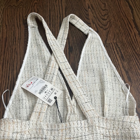 Zara Cream Tweed Dress with Gold Buttons - Picture 7 of 10